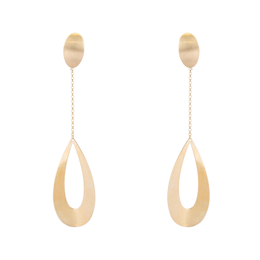 Brincos de ouro amarelo gota grande