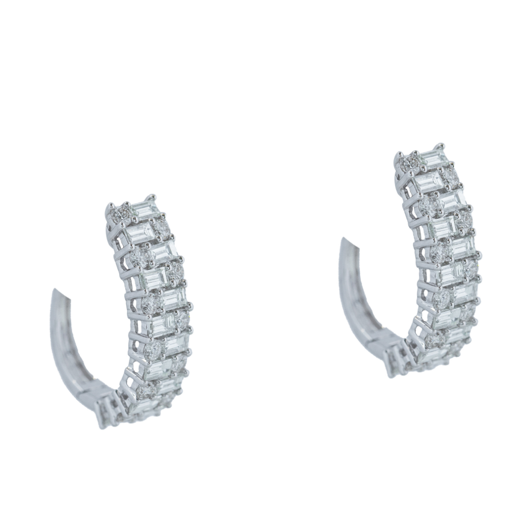 Brincos argola de brilhantes com ouro branco