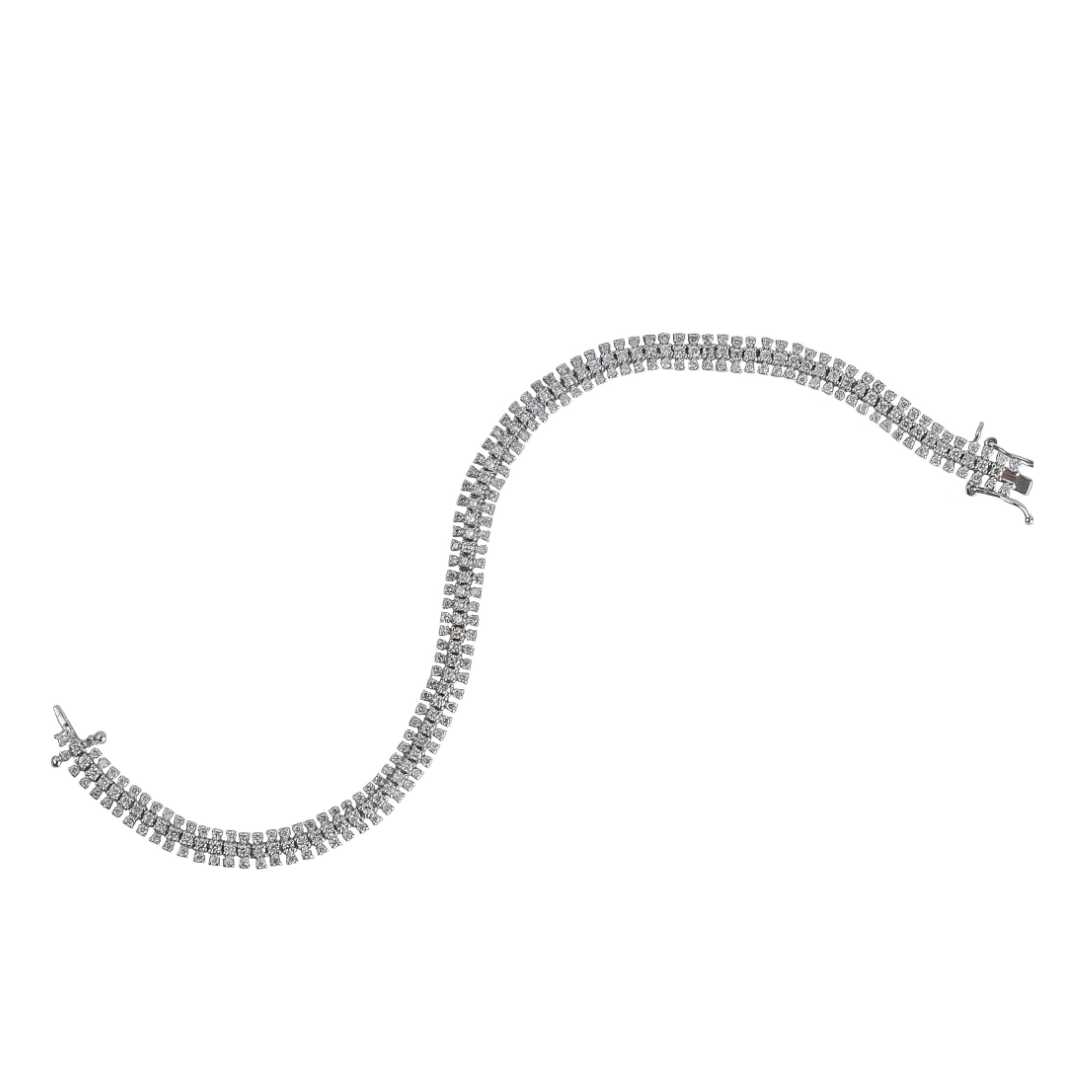 Pulseira de ouro branco riviera com diamantes