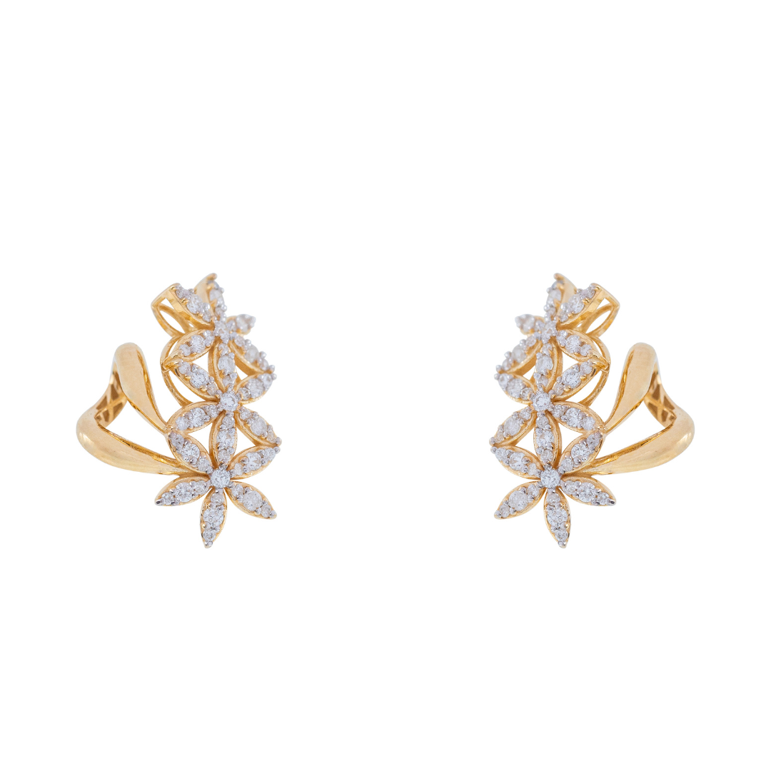 Brinco ouro amarelo com brilhantes