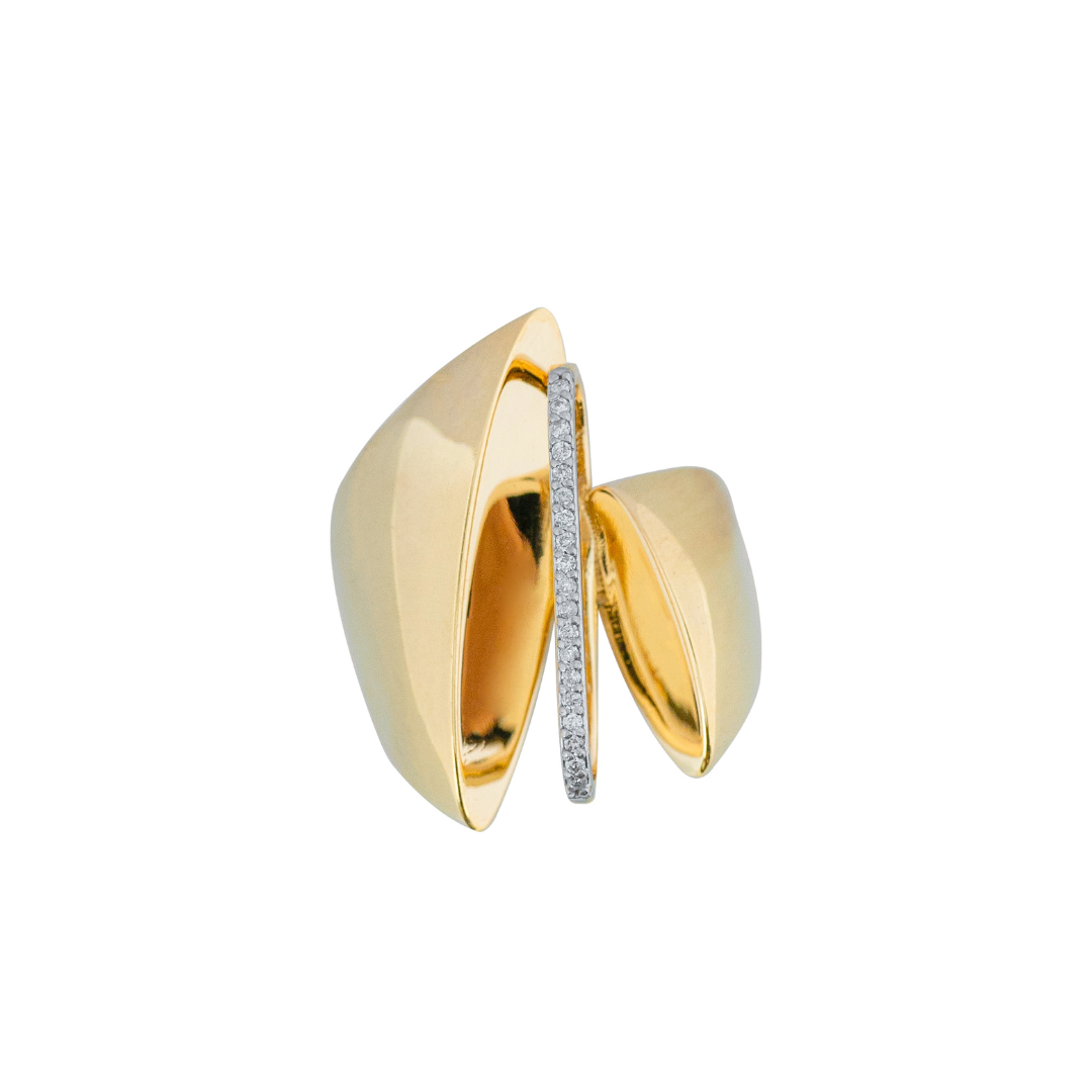 Anel ouro amarelo com brilhantes
