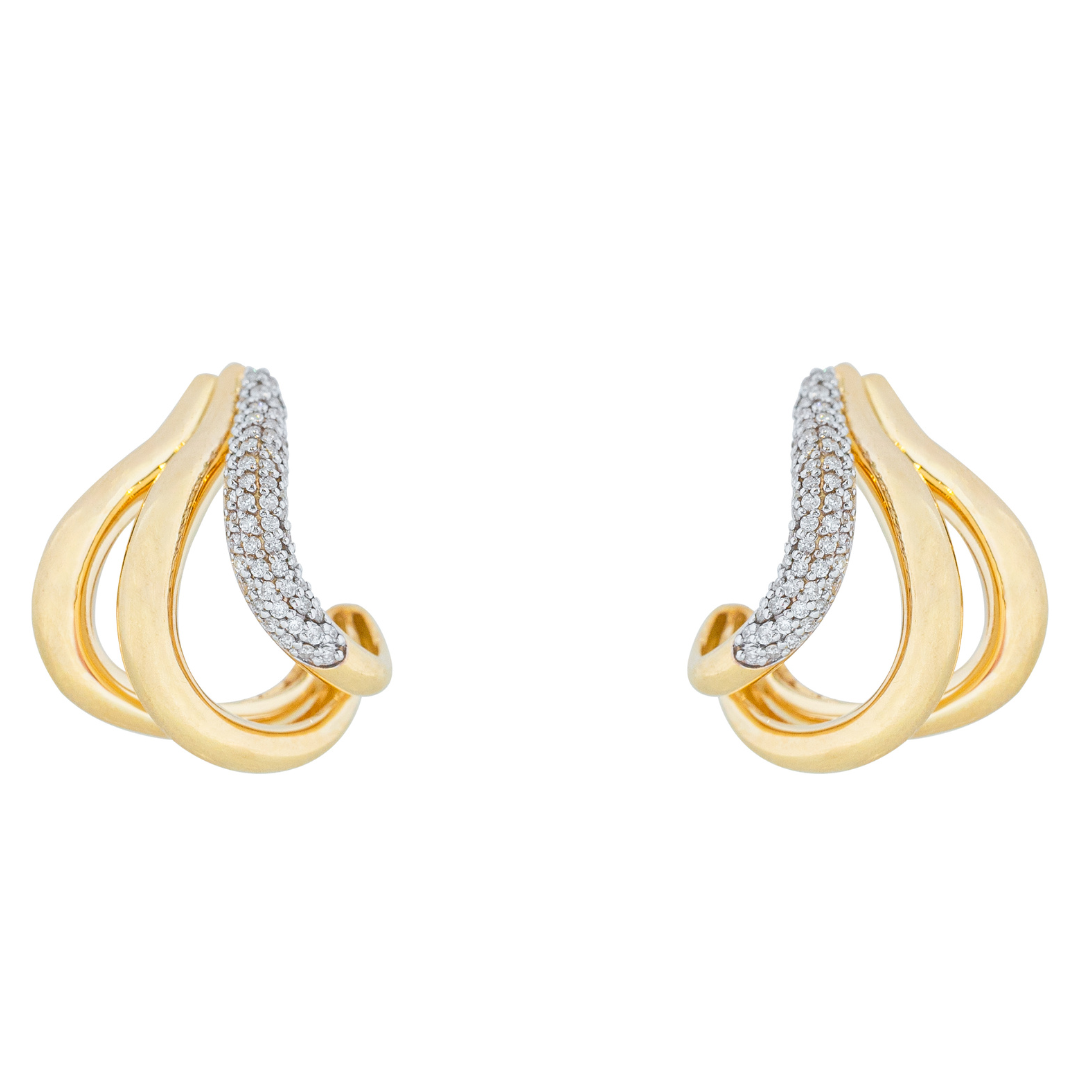 Brinco ouro amarelo com brilhantes