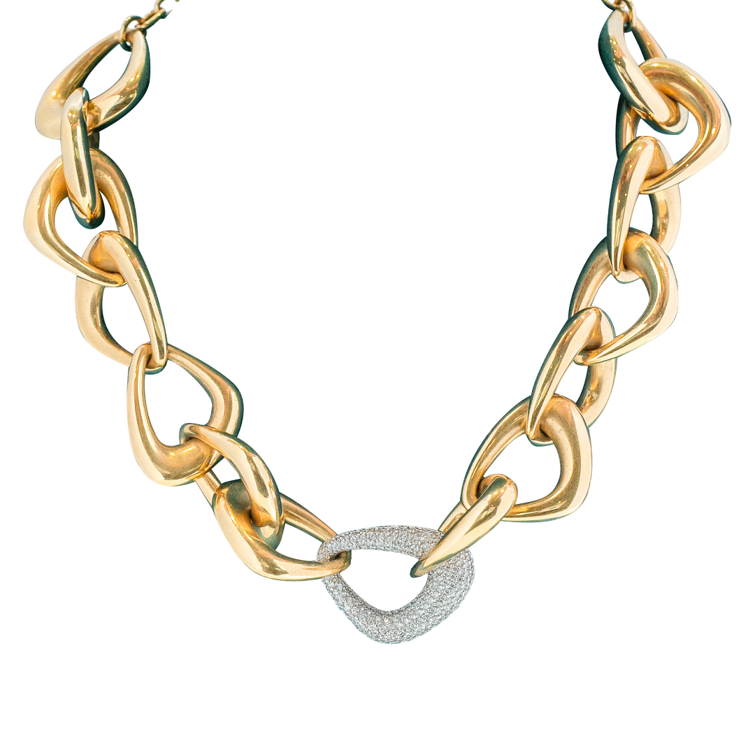 Colar ouro amarelo com brilhantes