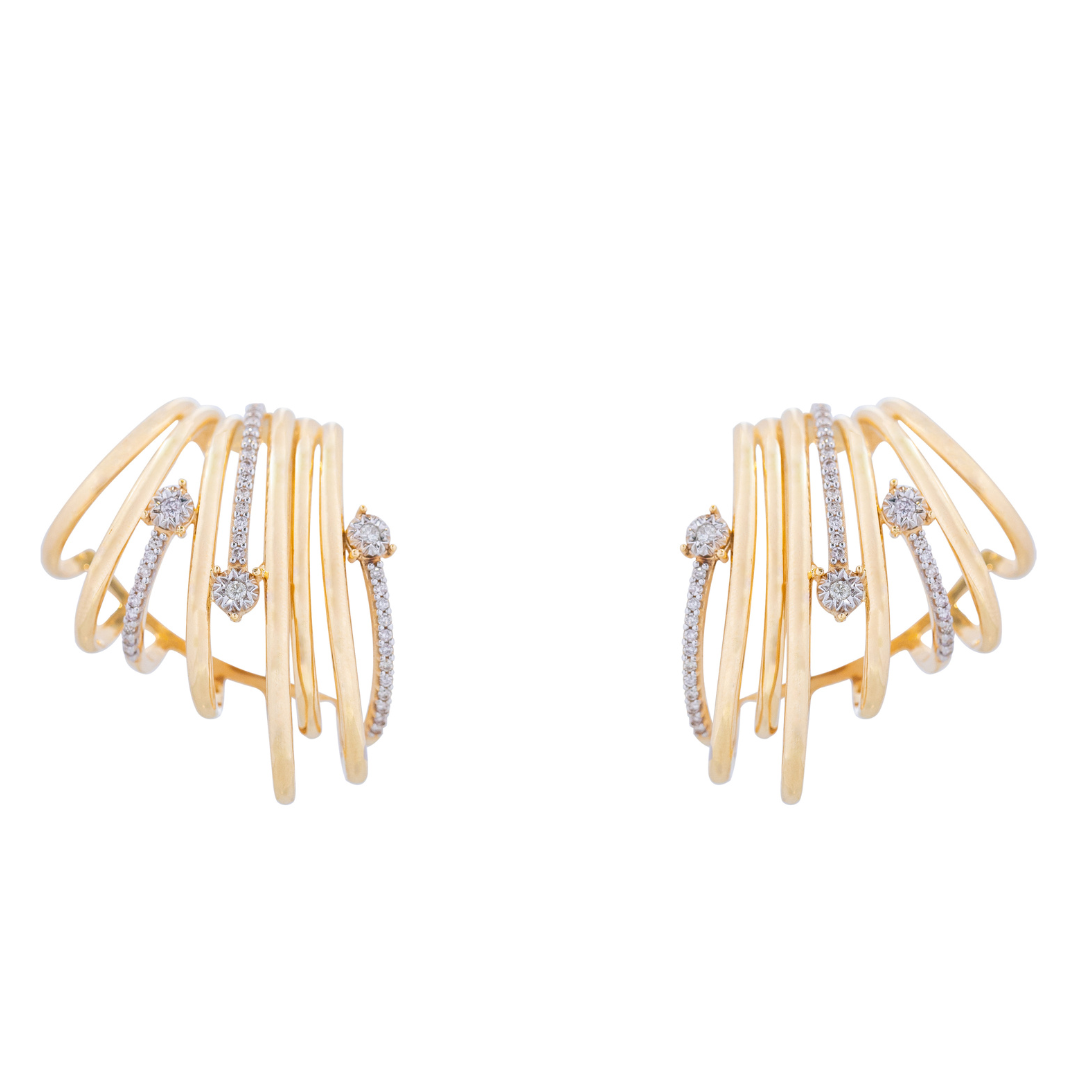Brinco ouro amarelo com brilhantes