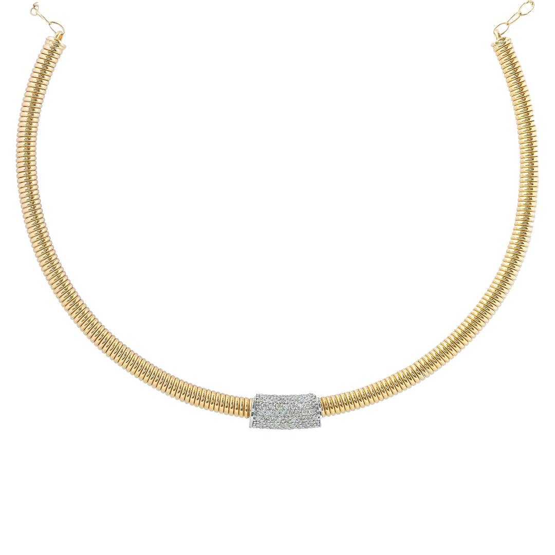 Colar ouro amarelo com brilhantes