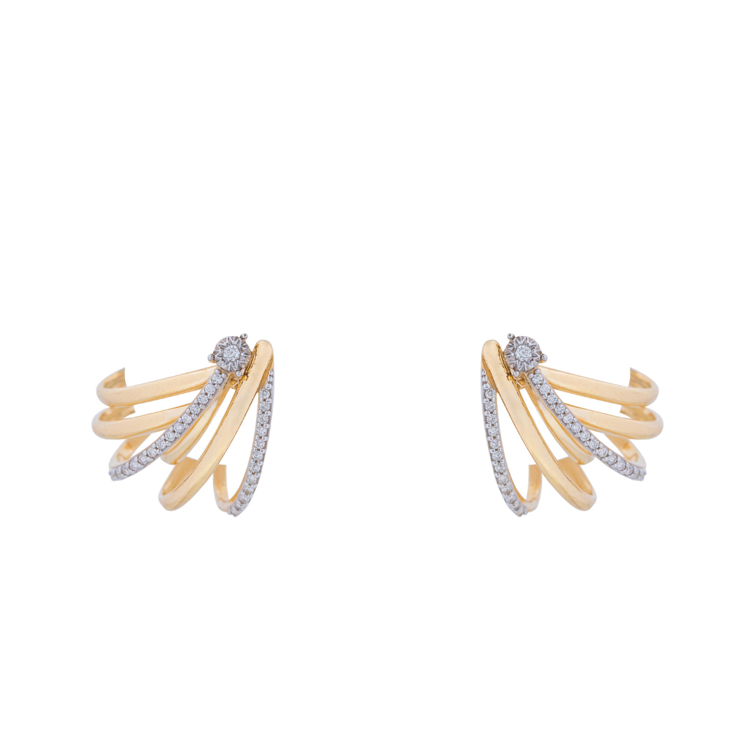 Brinco ouro amarelo com brilhantes
