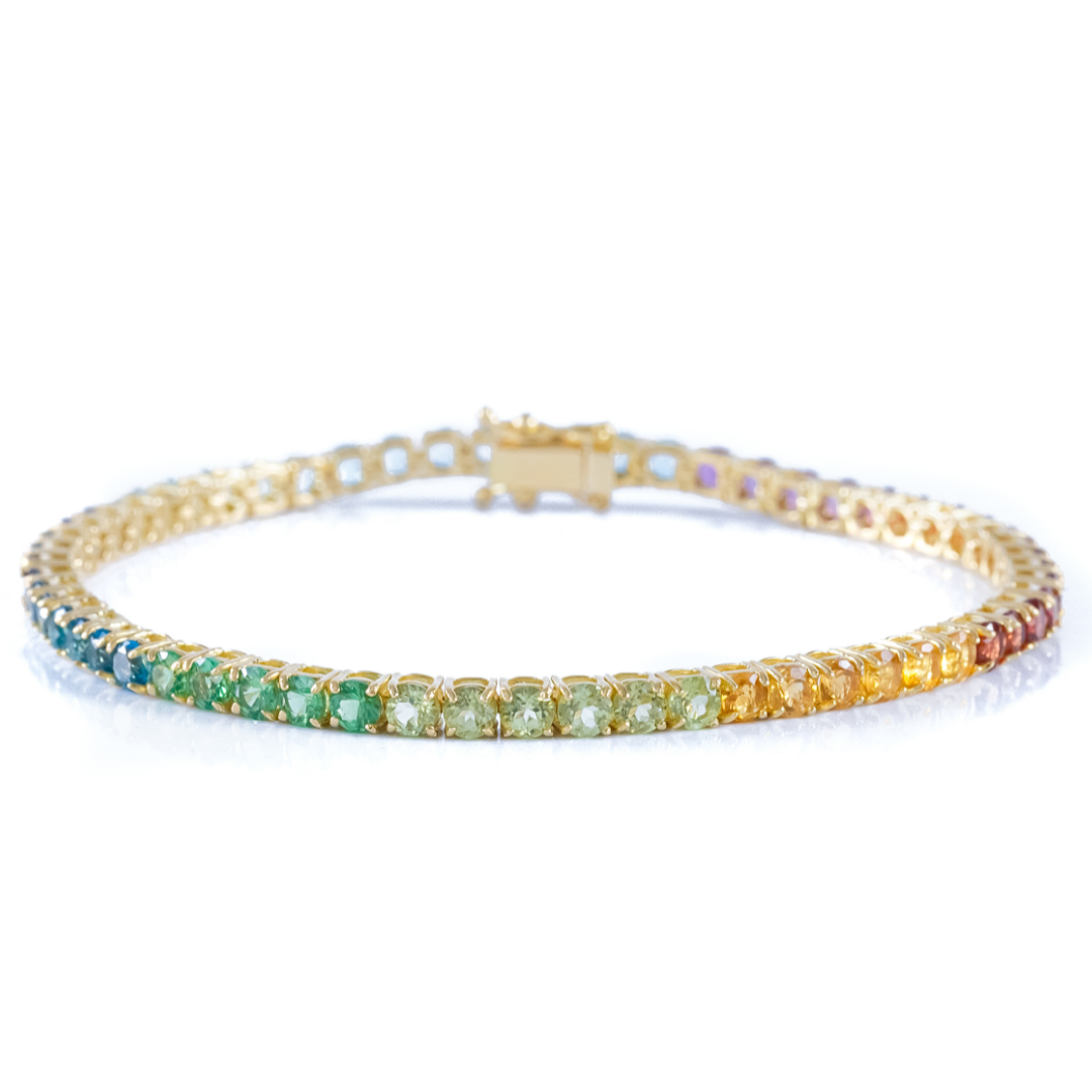 Pulseira ouro amarelo com pedras brasileiras