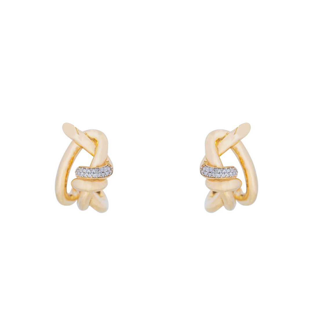 Brinco ouro amarelo com brilhantes