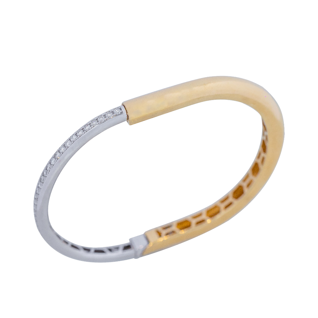 Bracelete ouro amarelo e branco com brilhantes