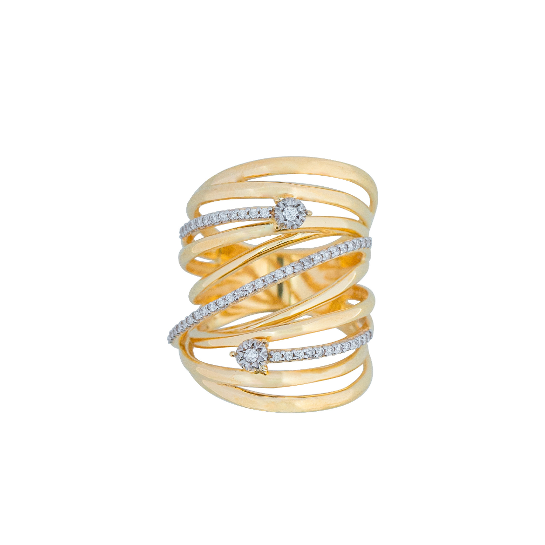 Anel ouro amarelo com brilhantes