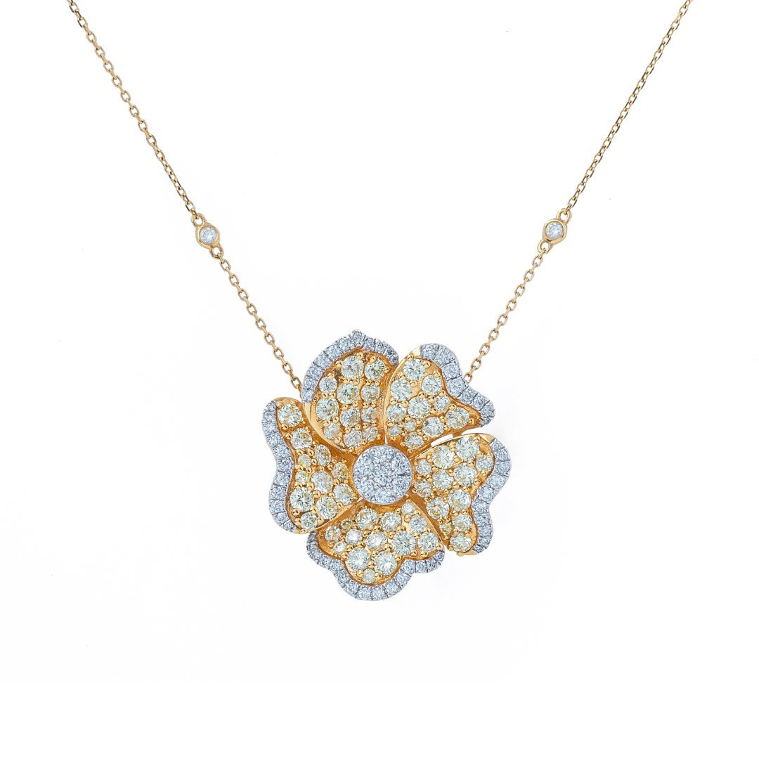 Colar em ouro amarelo com brilhantes e diamantes yellow
